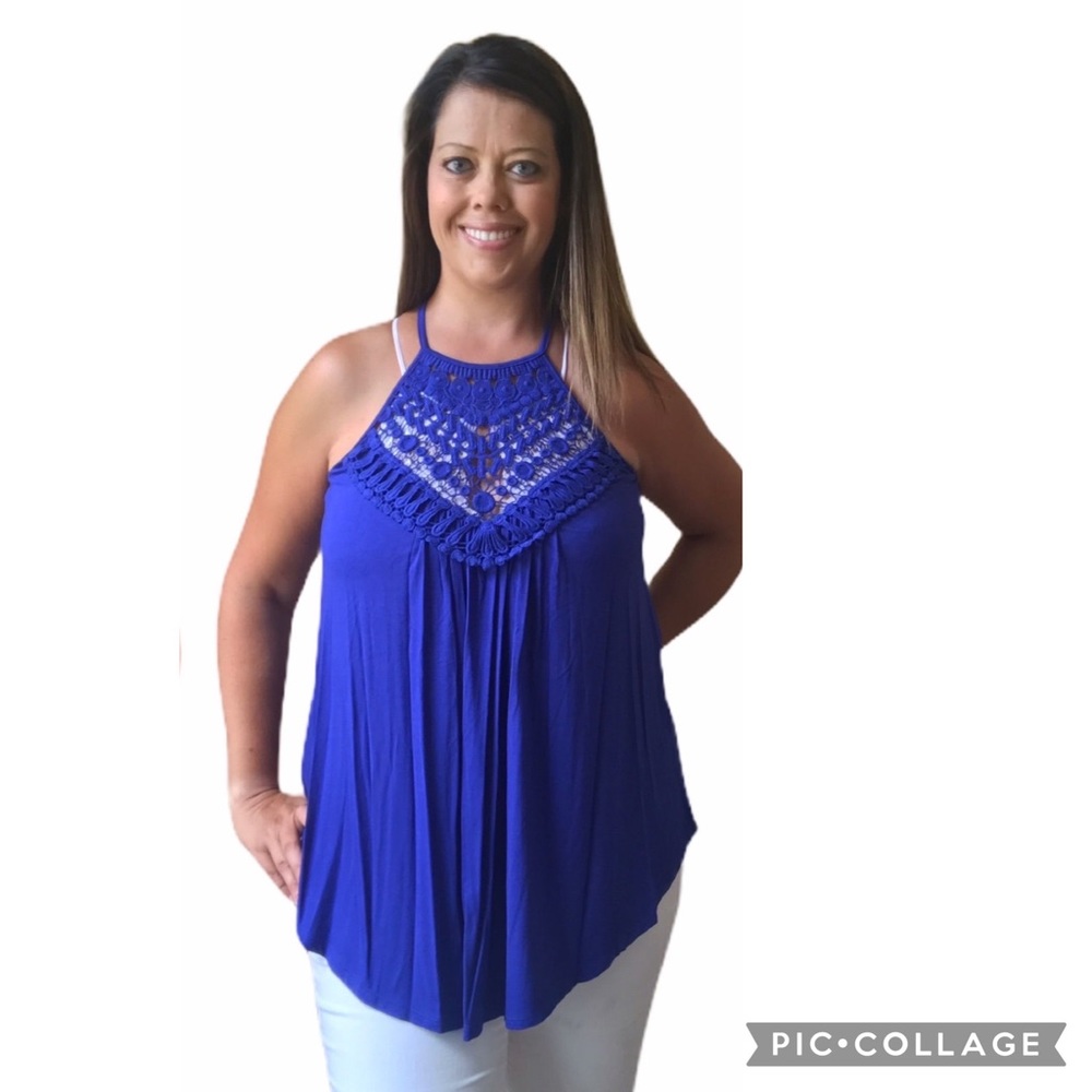 Crochet lace halter tank